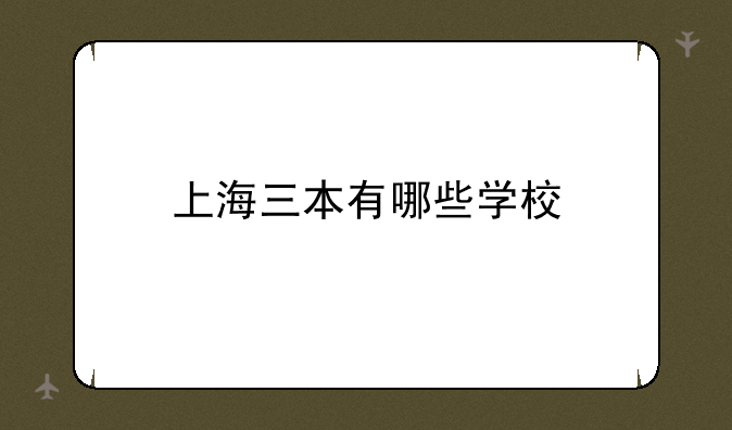 上海三本有哪些学校