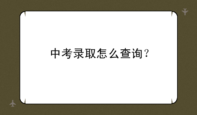 中考录取怎么查询？