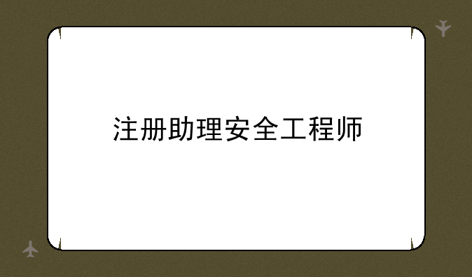 注册助理安全工程师