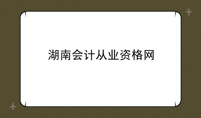 湖南会计从业资格网