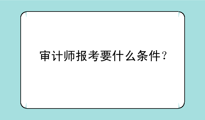 审计师报考要什么条件？