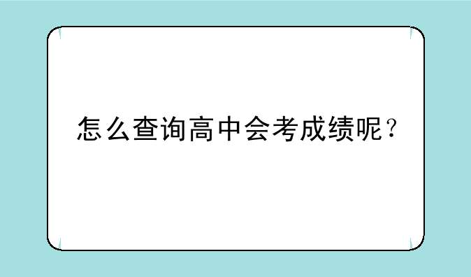 怎么查询高中会考成绩呢？