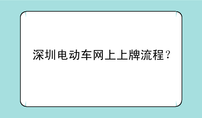 深圳电动车网上上牌流程？
