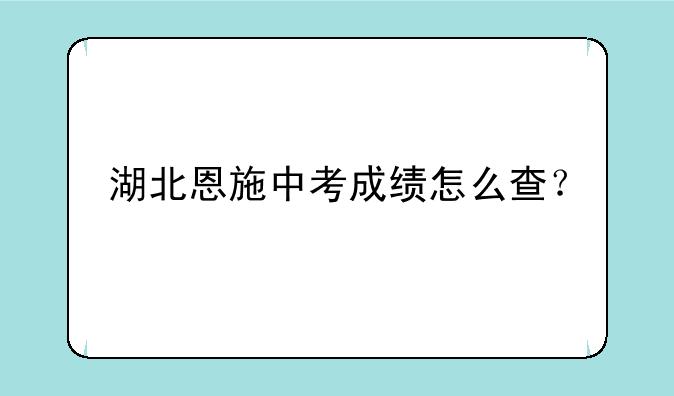 湖北恩施中考成绩怎么查？