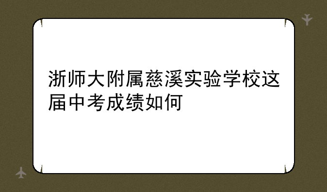 浙师大附属慈溪实验学校这届中考成绩如何