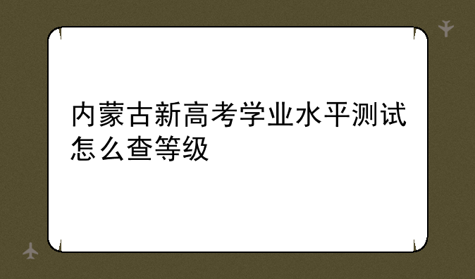 内蒙古新高考学业水平测试怎么查等级