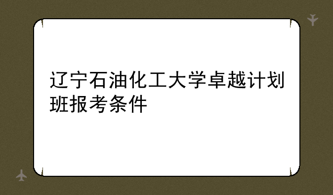 辽宁石油化工大学卓越计划班报考条件