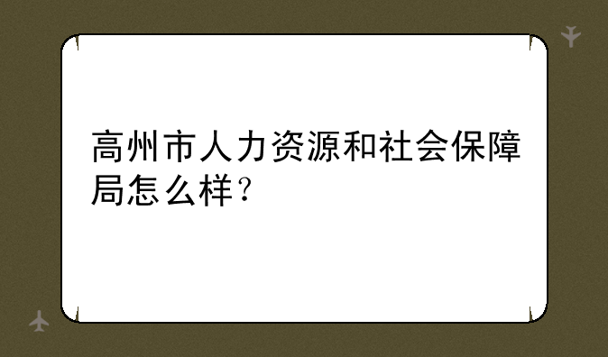 高州市人力资源和社会保障局怎么样？