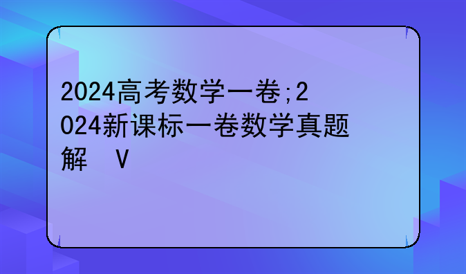 2024高考数学一卷;2024新课标一卷数学真题解析