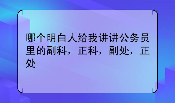 哪个明白人给我讲讲公务员里的副科，正科，副处，正处