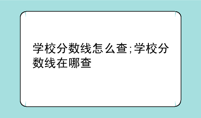 学校分数线怎么查;学校分数线在哪查