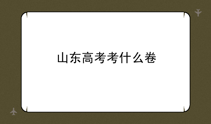 山东高考考什么卷