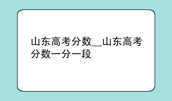 山东高考分数__山东高考分数一分一段