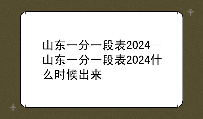 山东一分一段表2024—山东一分一段表2024什么时候出来