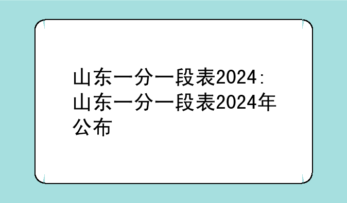 山东一分一段表2024:山东一分一段表2024年公布