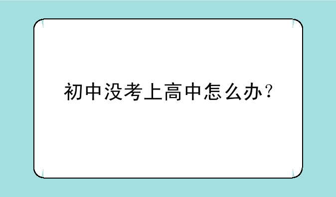 初中没考上高中怎么办？